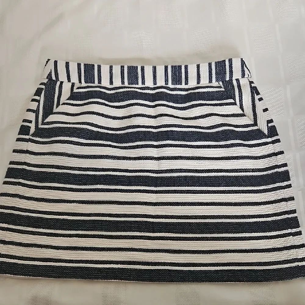 Banana Republic Navy Blue and White A-Line Mini Skirt